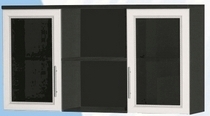 Антресоль большая с двумя стеклодверями ДЛЯ ГОСТИНОЙ АБС-2 Венге/Дуб выбеленный в Томмоте - tommot.mebel54.com | фото