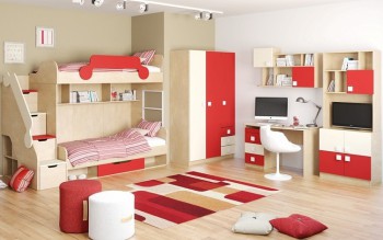 Детская комната Бэрри (Бежевый/Красный/корпус Клен) в Томмоте - tommot.mebel54.com | фото