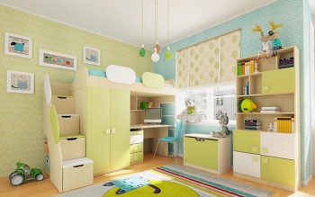 Детская комната Эппл (Зеленый/Белый/корпус Клен) в Томмоте - tommot.mebel54.com | фото