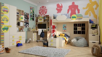 Детская комната Клаксон (Бежевый/корпус Клен) в Томмоте - tommot.mebel54.com | фото
