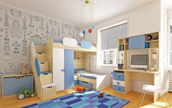 Детская комната Скай (Синий/Белый/корпус Клен) в Томмоте - tommot.mebel54.com | фото
