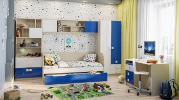 Детская комната Скай Люкс (Синий/Белый/корпус Клен) в Томмоте - tommot.mebel54.com | фото