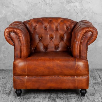 Кресло кожаное Лофт Честер-Нью (Коричневый, Рыжий) в Томмоте - tommot.mebel54.com | фото