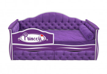 Кровать 160 серии Иллюзия 2 ящика 32 Фиолетовый (мягкие боковые накладки/подушка валик) в Томмоте - tommot.mebel54.com | фото