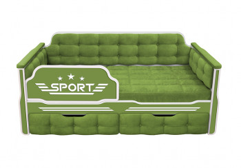 Кровать 160 серии Спорт 2 ящика 76 Зелёный (мягкие боковые накладки) в Томмоте - tommot.mebel54.com | фото