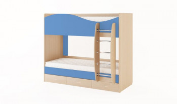Кровать 2-х ярусная с ящиками (Беленый дуб/Синий) в Томмоте - tommot.mebel54.com | фото