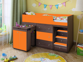 Кровать-чердак Малыш 1600 Бодего/Оранжевый в Томмоте - tommot.mebel54.com | фото
