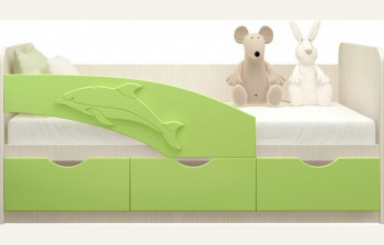 Кровать детская 1,6м Дельфин (Салатовый металлик) в Томмоте - tommot.mebel54.com | фото