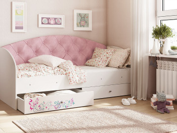 Кровать детская Эльза Белый/Розовый в Томмоте - tommot.mebel54.com | фото