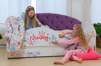 Кровать детская Эльза с бортиком Принцесса Белый/Фиолетовый в Томмоте - tommot.mebel54.com | фото