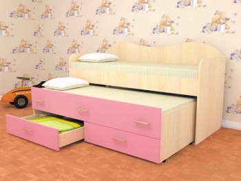 Кровать детская Нимфа двухместная 2.0 Дуб молочный/Розовый в Томмоте - tommot.mebel54.com | фото