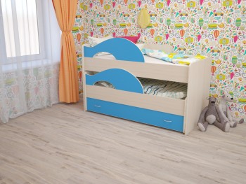 Кровать детская Радуга 1600 Млечный дуб/Голубой в Томмоте - tommot.mebel54.com | фото