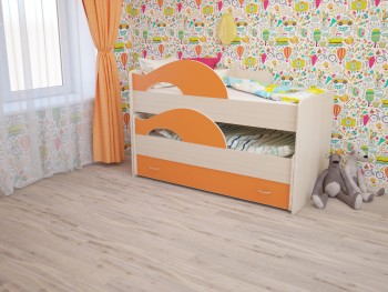 Кровать детская Радуга 1600 Млечный дуб/Оранжевый в Томмоте - tommot.mebel54.com | фото
