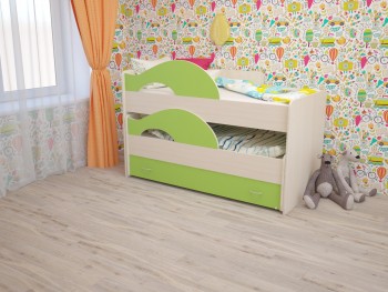 Кровать детская Радуга 1600 Млечный дуб/Салатовый в Томмоте - tommot.mebel54.com | фото