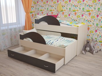 Кровать детская Радуга 1600 Млечный дуб/Венге в Томмоте - tommot.mebel54.com | фото