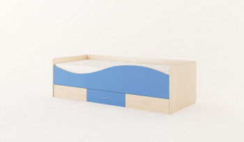 Кровать детская с ящиками Волна (Беленый дуб/Синий) в Томмоте - tommot.mebel54.com | фото