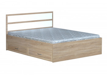 Кровать двойная с ящиками 1600-2 без матраса (прямые спинки) Дуб Сонома в Томмоте - tommot.mebel54.com | фото