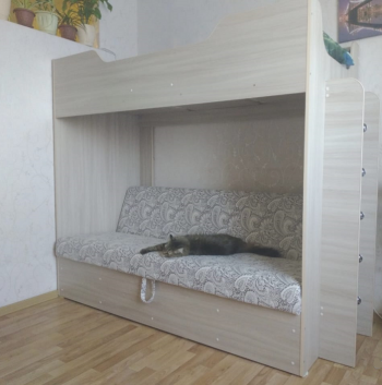 Кровать двухъярусная с диваном (Беленый дуб) в Томмоте - tommot.mebel54.com | фото