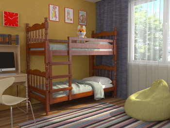 Кровать двухъярусная Соня из массива сосны 800*1890 Орех в Томмоте - tommot.mebel54.com | фото