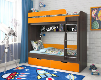 Кровать двухъярусная Юниор-5  Бодего/Оранжевый в Томмоте - tommot.mebel54.com | фото