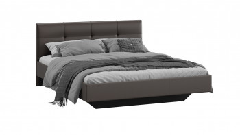 Кровать «Элис» c мягкой обивкой тип 1 Экокожа/Темно-коричневый/1400 в Томмоте - tommot.mebel54.com | фото