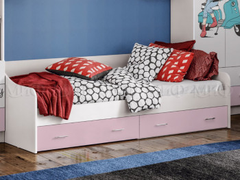 Кровать Fashion-1 Вега 0,9 м (Белый/Розовый) в Томмоте - tommot.mebel54.com | фото