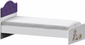 Кровать Каспер с мягкой спинкой и фотопечатью (800х1900)Белый/Фиолетовый в Томмоте - tommot.mebel54.com | фото