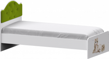 Кровать Каспер с мягкой спинкой и фотопечатью (800х1900)Белый/Лайм в Томмоте - tommot.mebel54.com | фото