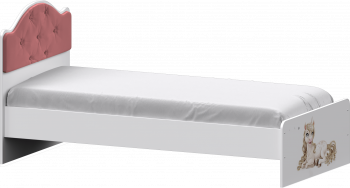Кровать Каспер с мягкой спинкой и фотопечатью (800х1900)Белый/Светло-розовый в Томмоте - tommot.mebel54.com | фото