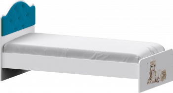 Кровать Каспер с мягкой спинкой и фотопечатью (800х2000)  Белый/Бирюза в Томмоте - tommot.mebel54.com | фото