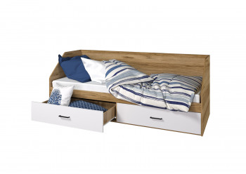 Кровать Лайт 800 с ящиками (Крафт золотой/Белый) в Томмоте - tommot.mebel54.com | фото