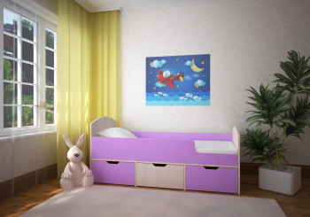 Кровать Малыш-мини Дуб молочный/Ирис в Томмоте - tommot.mebel54.com | фото