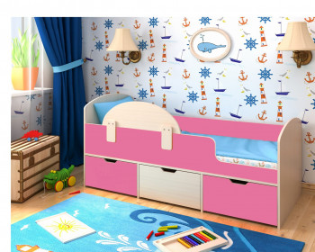 Кровать Малыш-мини Дуб молочный/Розовый в Томмоте - tommot.mebel54.com | фото