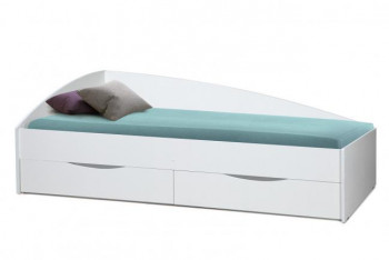 Кровать одинарная "Фея - 3" (асимметричная) (2000х900) New/(белый / белый / ДВПО белый) в Томмоте - tommot.mebel54.com | фото