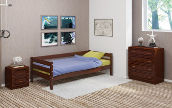 Кровать одинарная ГЛОРИЯ из массива сосны  900*2000 (Орех) в Томмоте - tommot.mebel54.com | фото