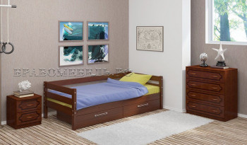 Кровать одинарная ГЛОРИЯ из массива сосны  900*2000 (Орех) в Томмоте - tommot.mebel54.com | фото
