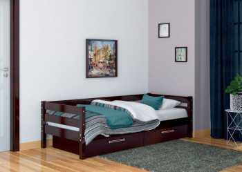 Кровать одинарная ГЛОРИЯ из массива сосны  900*2000 (Орех Тёмный) в Томмоте - tommot.mebel54.com | фото