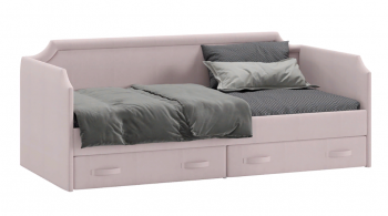 Кровать с мягкой обивкой и ящиками «Кантри» Тип 1 (900) (Велюр пудровый) в Томмоте - tommot.mebel54.com | фото