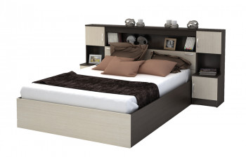 Кровать с прикроватным блоком КР 552 Спальня Basya (венге/белфорт) в Томмоте - tommot.mebel54.com | фото