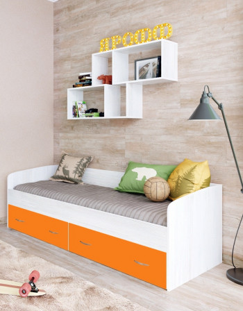 Кровать с выкатными ящиками Винтерберг/Оранжевый в Томмоте - tommot.mebel54.com | фото