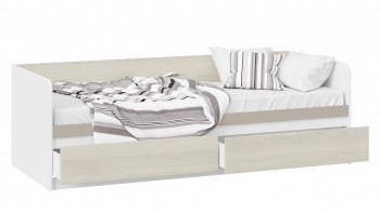 Кровать «Сканди» с 2 ящиками Дуб Гарден/Белый/Глиняный серый в Томмоте - tommot.mebel54.com | фото