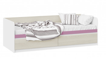 Кровать «Сканди» с 2 ящиками Дуб Гарден/Белый/Лиловый в Томмоте - tommot.mebel54.com | фото