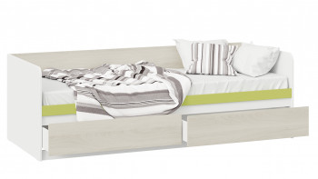 Кровать «Сканди» с 2 ящиками Дуб Гарден/Белый/Зеленый в Томмоте - tommot.mebel54.com | фото