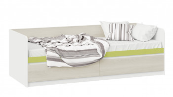 Кровать «Сканди» с 2 ящиками Дуб Гарден/Белый/Зеленый в Томмоте - tommot.mebel54.com | фото