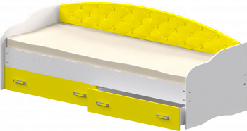 Кровать Софа-7 с мягкой спинкой (800х1900) Белый/Желтый в Томмоте - tommot.mebel54.com | фото