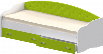 Кровать Софа-7 с мягкой спинкой (800х1900) Белый/Лайм в Томмоте - tommot.mebel54.com | фото