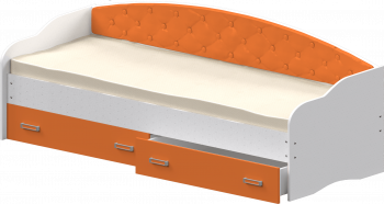 Кровать Софа-7 с мягкой спинкой (800х1900) Белый/Оранжевый в Томмоте - tommot.mebel54.com | фото