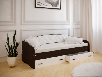 Кровать Софа-7 с мягкой спинкой (800х1900) Венге/ Белый в Томмоте - tommot.mebel54.com | фото