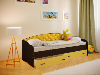 Кровать Софа-7 с мягкой спинкой (800х1900) Венге/Желтый в Томмоте - tommot.mebel54.com | фото