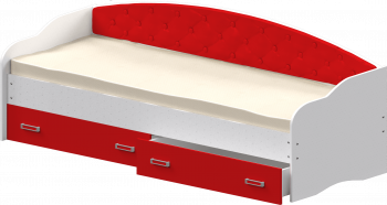 Кровать Софа-7 с мягкой спинкой (800х2000) Белый/Красный в Томмоте - tommot.mebel54.com | фото